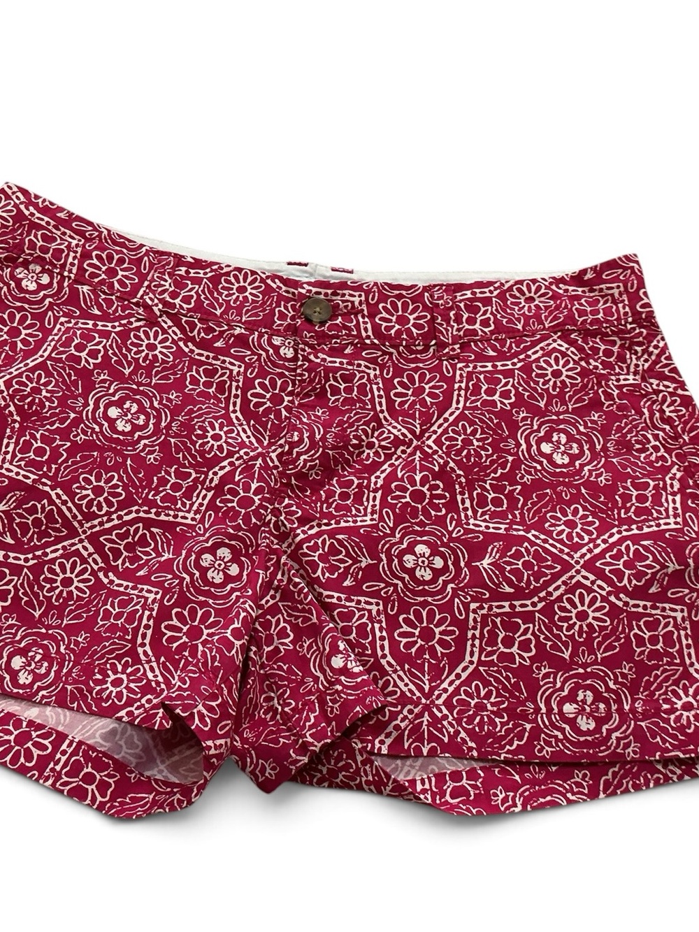 Old Navy Pink White Floral Geometric Slant Pocket Chino Shorts Size 6 NWOT